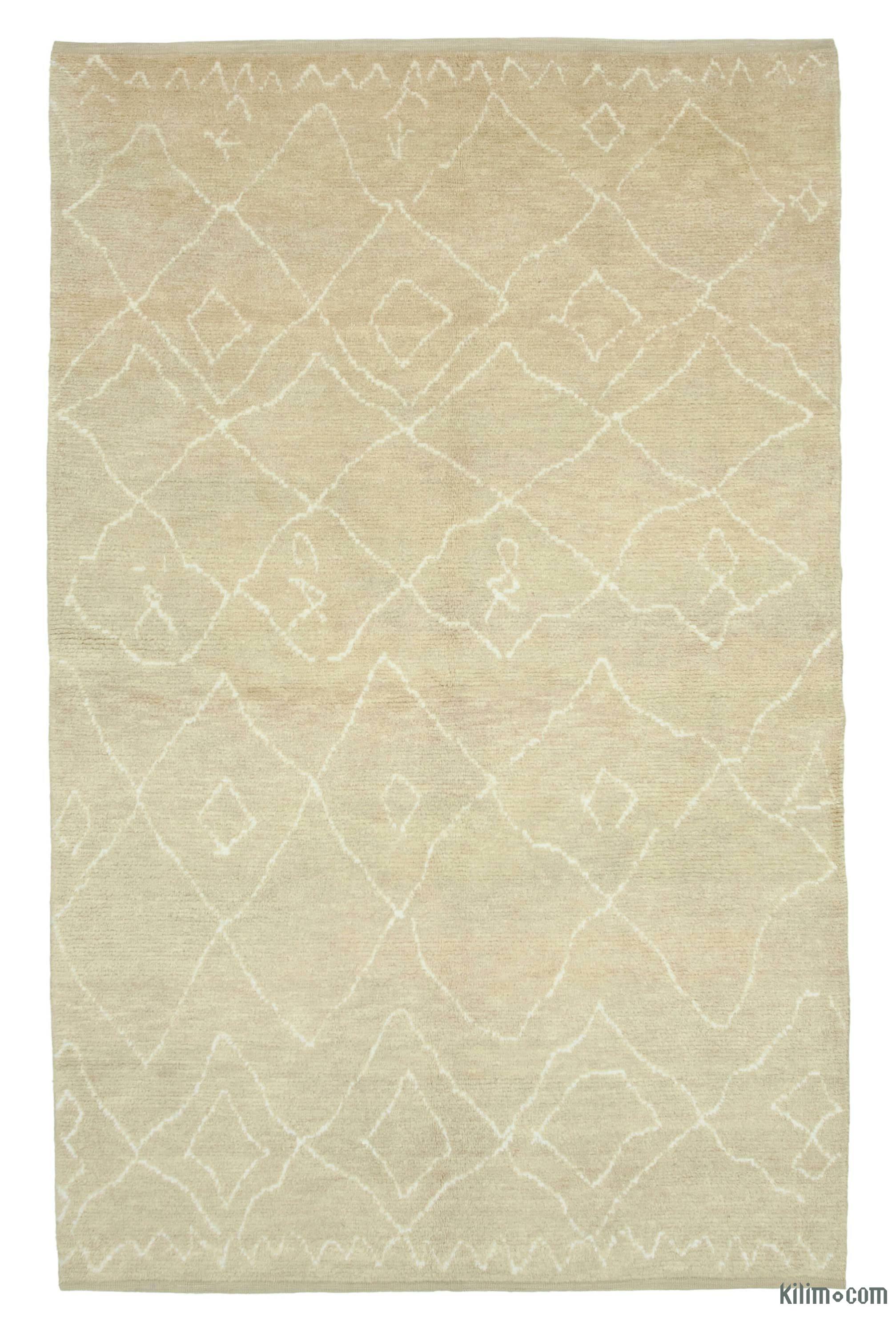 Beige New Contemporary Hand Knotted Wool Area Rug 6 Beige New Contemporary Hand Knotted Wool Area Rug 6