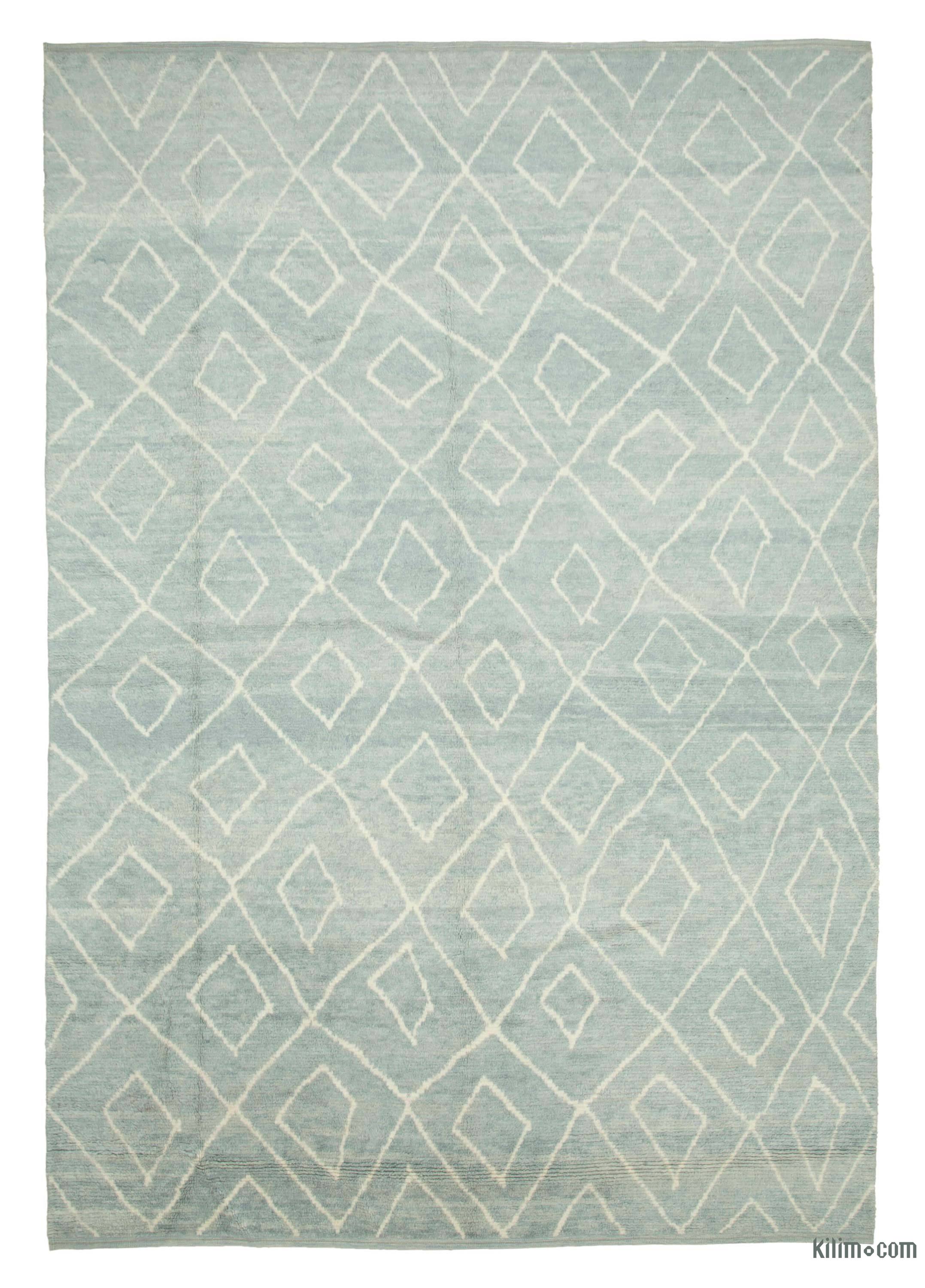 Blue New Contemporary Hand Knotted Wool Area Rug 9 2 X 13 1 110 In 157