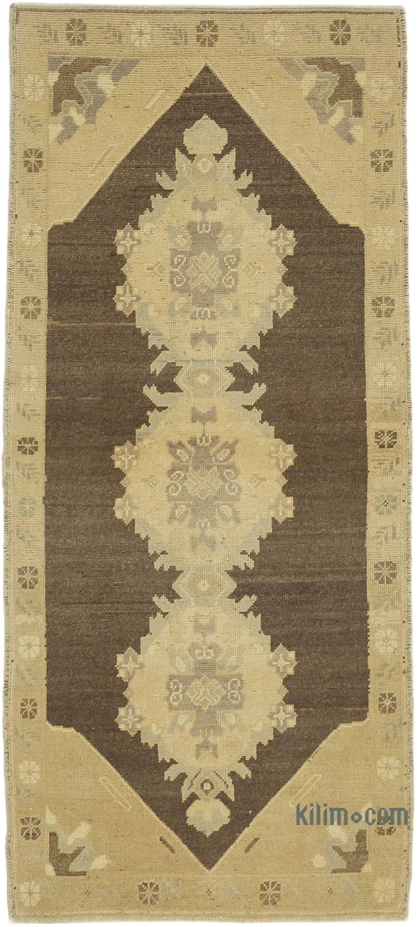 Beige Brown All Wool Hand Knotted Vintage Area Rug