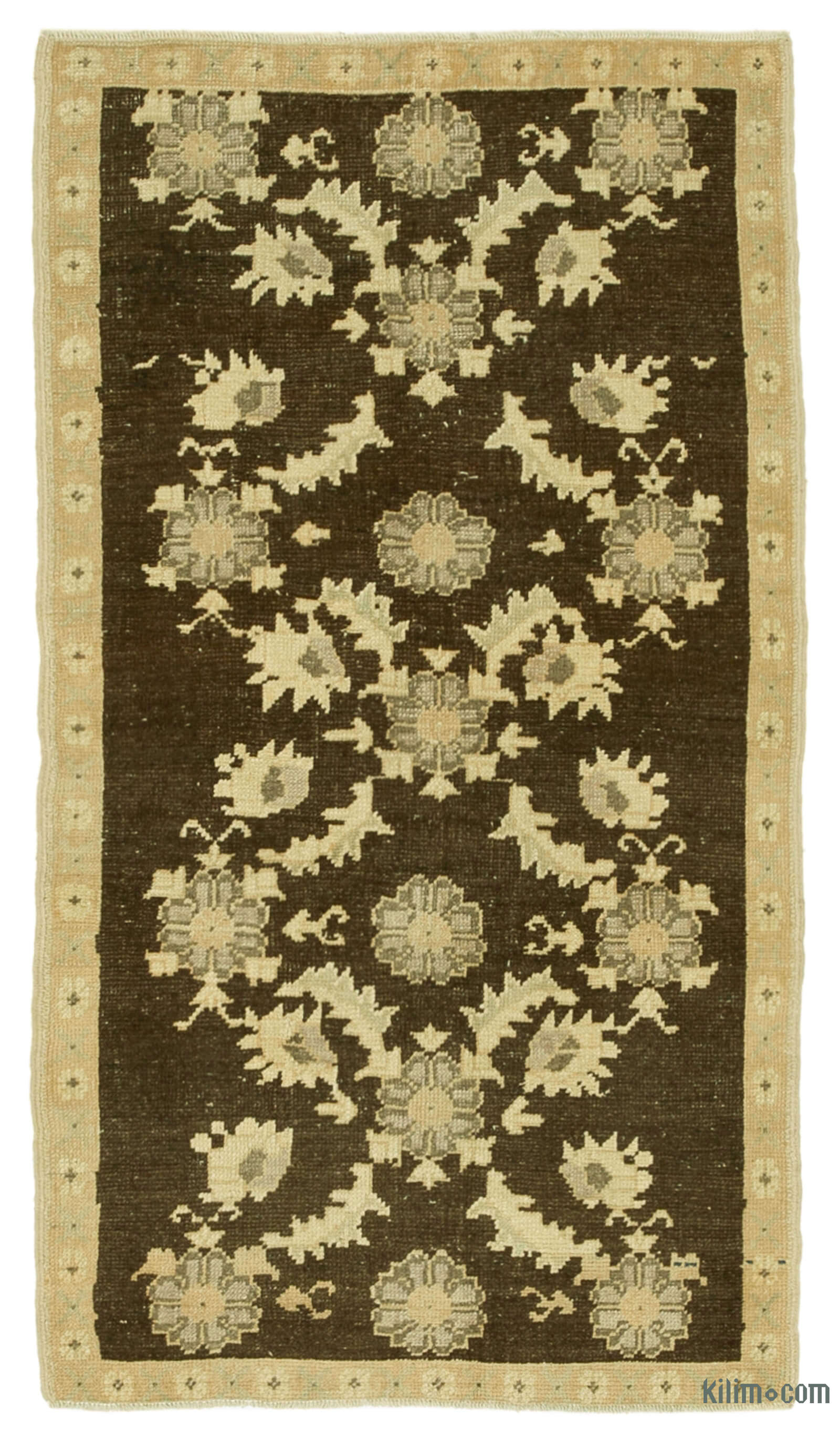 Beige Brown All Wool Hand Knotted Vintage Area Rug Beige Brown All Wool Hand Knotted Vintage Area Rug